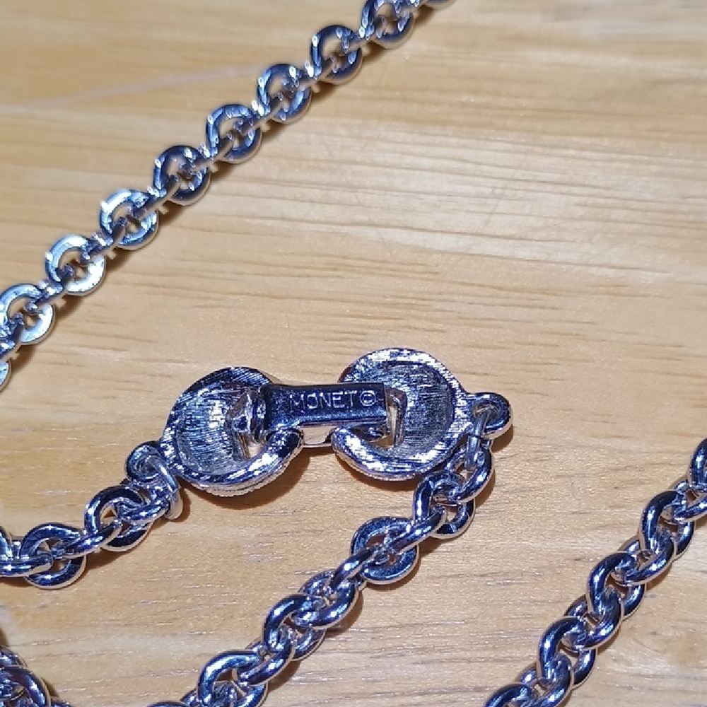 Monet Silver-Tone Textured Drop Pendant Necklace - Picture 4 of 5